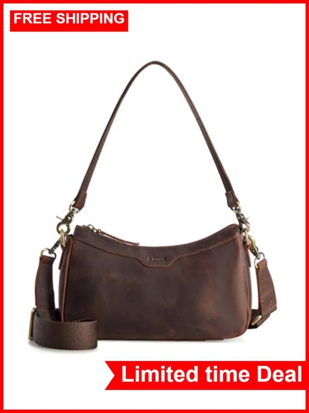 Small Leather Hobo Bag with Two Straps Crossbody Shoulder Purse